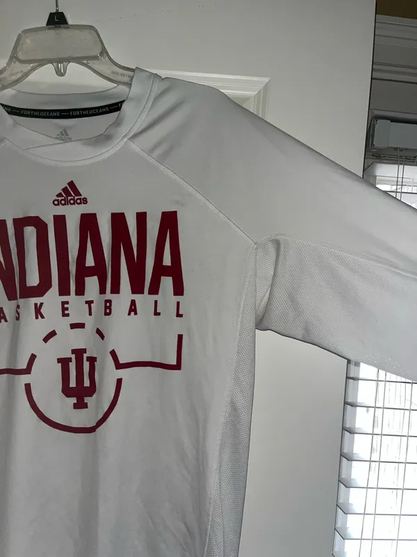Indiana University IU Hoosiers Basketball Adidas White Long Sleeve T-Shirt - Image 3