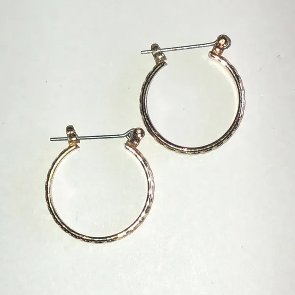 Gold Tone Textured Boho Hoop Earrings - Image 2