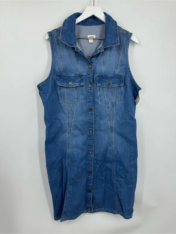 A New Approach Denim Mini Button Up Dress Size XL Boho Western - Image 7