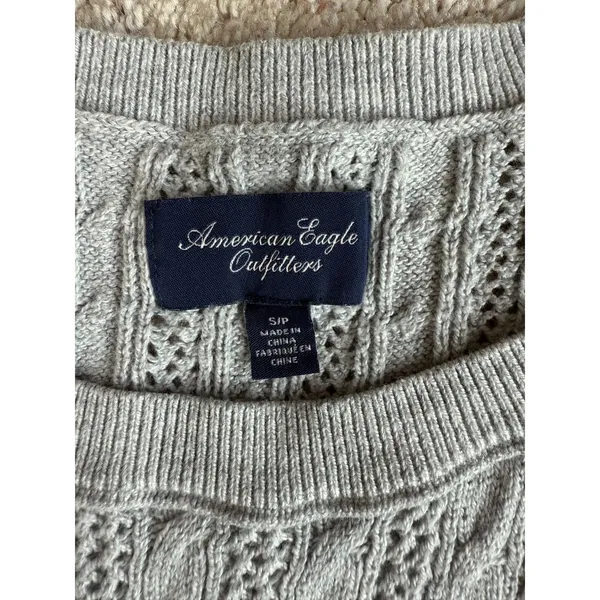 American Eagle Womens Small Gray Knit Pullover Sweater Long Sleeve Top - Image 2