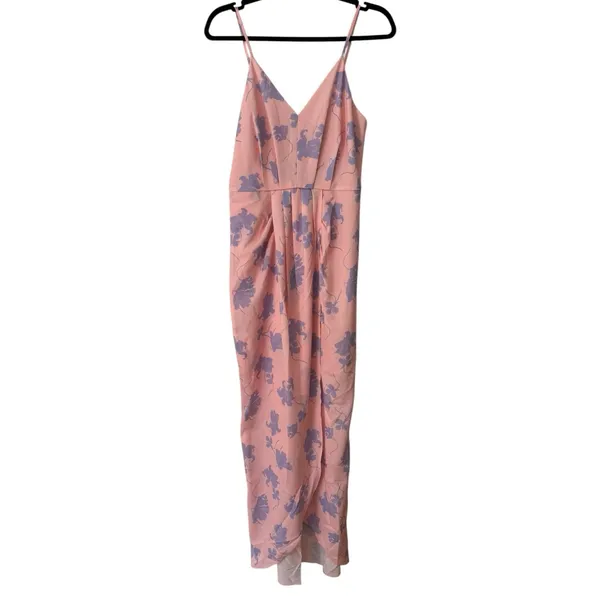 NWOT Chelsea 28 Pink Tulip Hem Floral Print Maxi Dress Size Small - Image 2