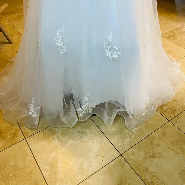 Lace Tulle Wedding Dress Women's 18W White Long Sleeve A-Line Gown Bridal EUC - Image 5