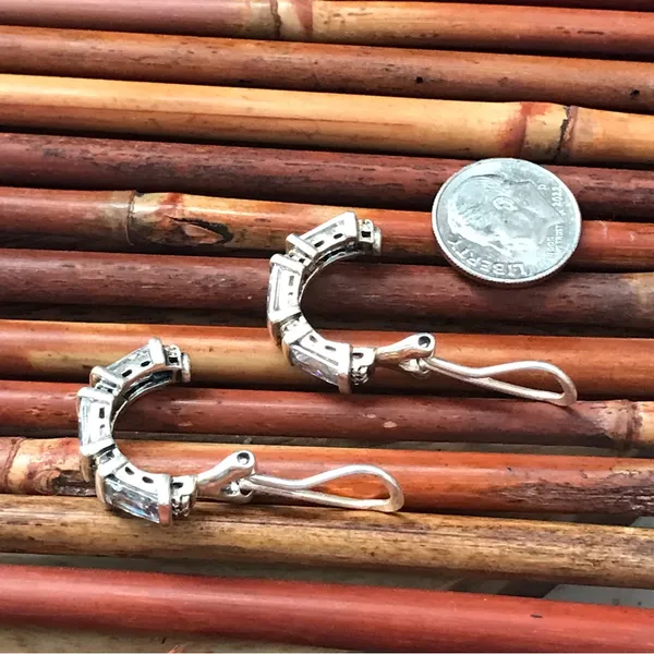 Silpada Sterling Silver Cubic Zirconia Clip on Hoop Earrings - Image 7