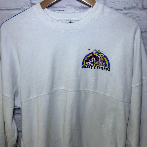 Authentic Disney Spirit Jersey Feelin Classic Sz XS White Velour Mickey Rainbow - Image 4