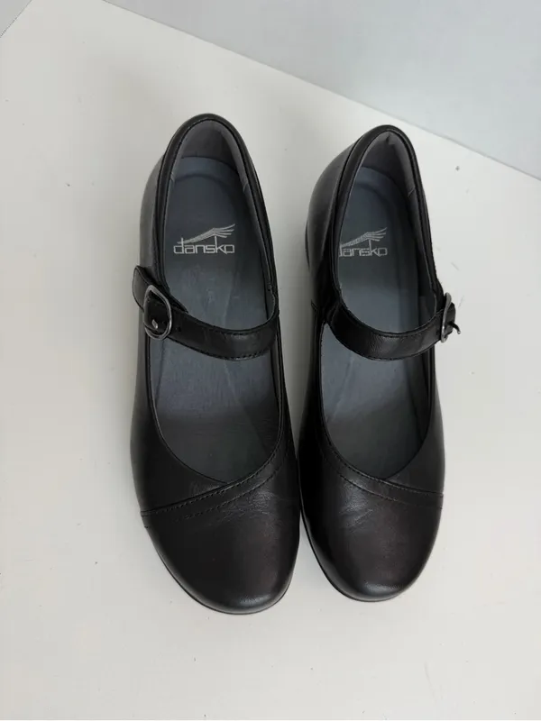 Dansko Fawna Mary Jane Leather Arch Support Comfort Travel Classic Work Black - Image 3