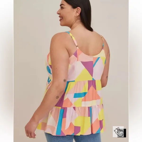 Torrid Challis Tiered Tie-Front Cami in Multi Geo 2X - Image 3