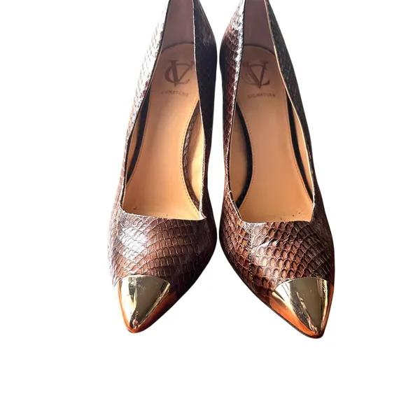 VC SIGNATURE Leather Snake Print Pointed‎ Toe Heel Sz 9.5 - Image 2