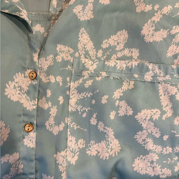 Free People Intimately kimono pajama top oversized XS S M greenish blue - Image 7