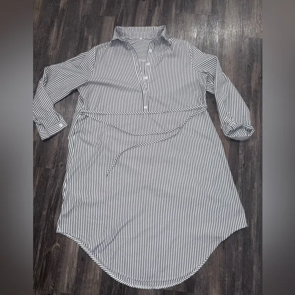 SHEIN Loose-fitting striped shirt dress with fashionable pockets - Image 2