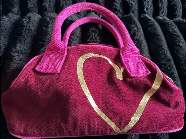 PINK Victoria's Secret Hot Pink Tote with Gold Heart - Image 2