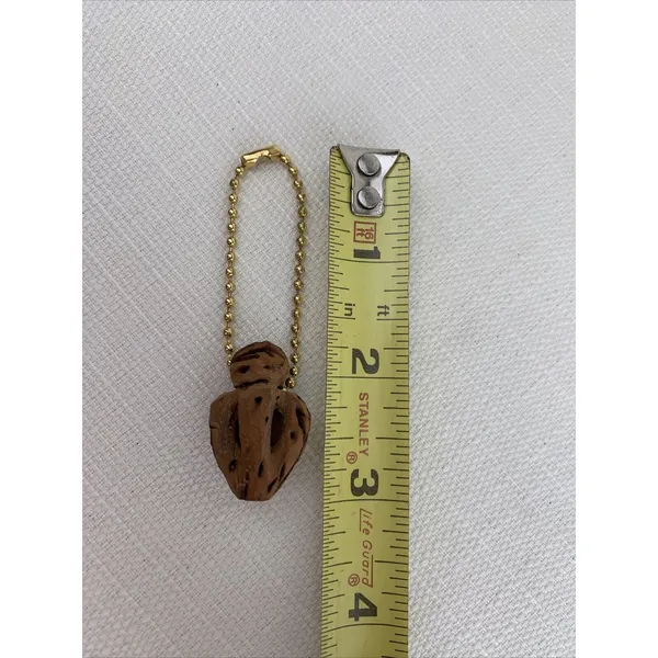 Vintage‎ Antique Hand Carved Heart Peach Pit Keychain - Image 5