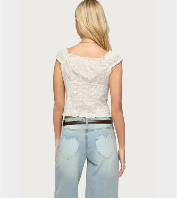 brand new edikted button up ruffle top xs with tags - Image 3