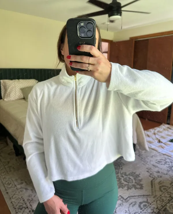 Stoney Clover Cropped Target White Terry Sweatshirt - Image 2