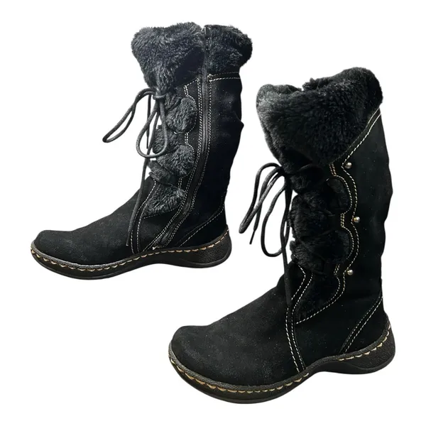 Baretraps Elicia Black Leather Mid-Calf Wedge Boots — Women’s 7M - Image 6