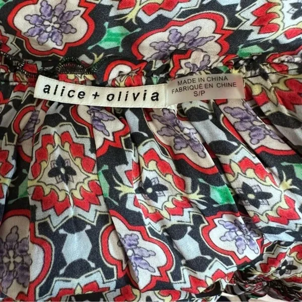 ALICE & OLIVIA Arnette Dress S Palace Tiles Drop Waist Tiered cottagecore - Image 5