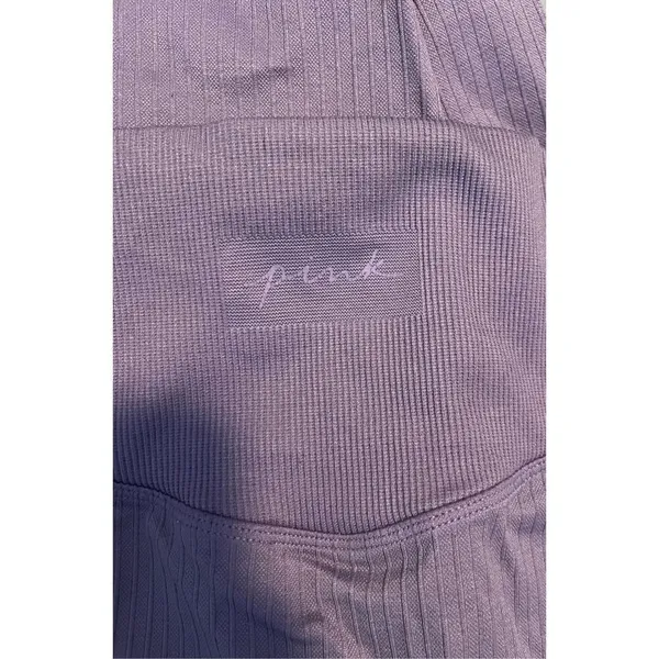 PINK Active Victoria’s Secret Purple Ribbed‎ Leggings Size Medium - Image 2