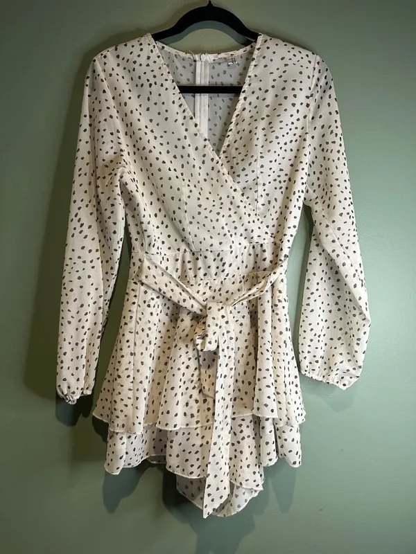 Women’s Small Polka Dot Romper Puff Sleeve Coquette Soft Girl Fairycore Resort - Image 2
