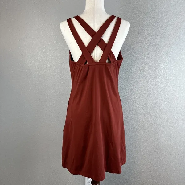 Title Nine Cirque De La Vie‎ Dress Built in Bra Size L Solid Fired Brick Red - Image 5