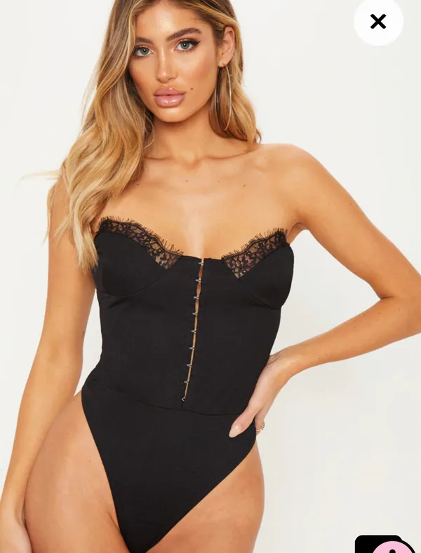 Pretty Little Thing Black Corset Bodysuit - Image 2