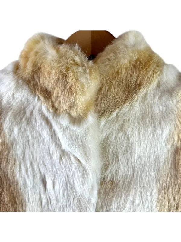 Vintage Split End Ltd Rabbit Fur Jacket S Cream Tan Cropped 70s 80s Hong Kong - Image 3