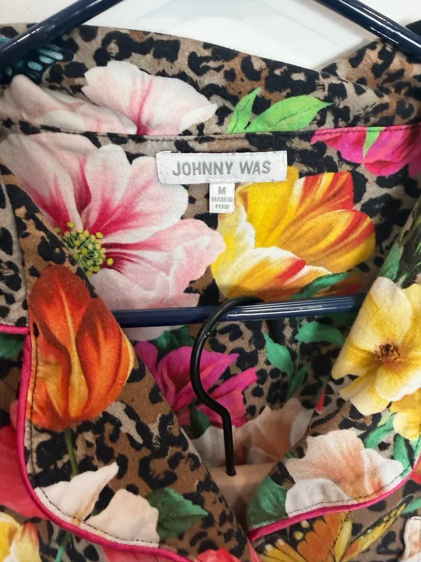 Johnny Was Sandra Long Pajamas Floral Cheetah Print - Image 3