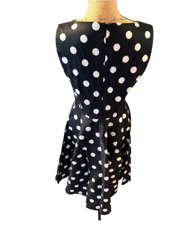 Grace Karin Polka Dot Midi Dress Black White Women's Size L (18” PTP) - Image 5