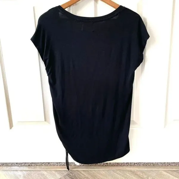 Maeve black side ruched short sleeved T - Image 3