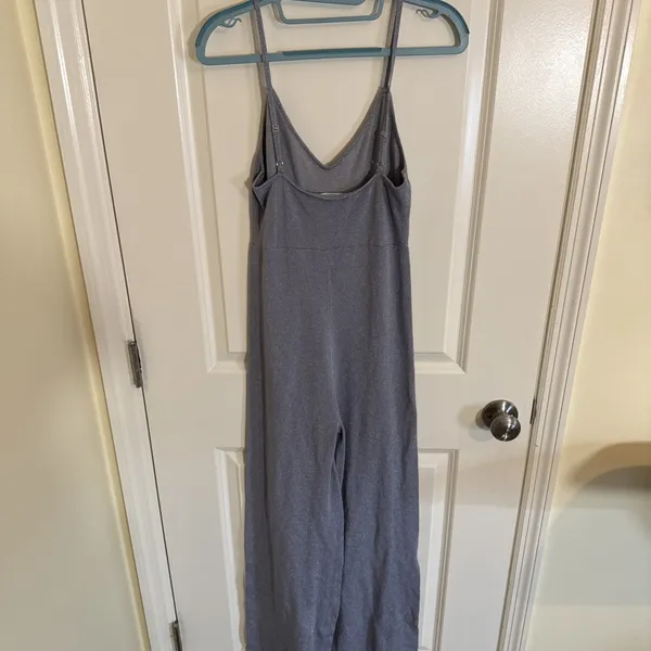 Revolve Superdown Tasha Spaghetti Strap Wide Leg Jumpsuit Slate Blue Sparkle Med - Image 4