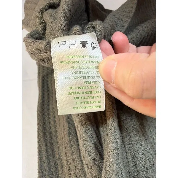 Green Tea Top Womens Small Olive Green Waffle Knit Thermal Long Sleeve - Image 11