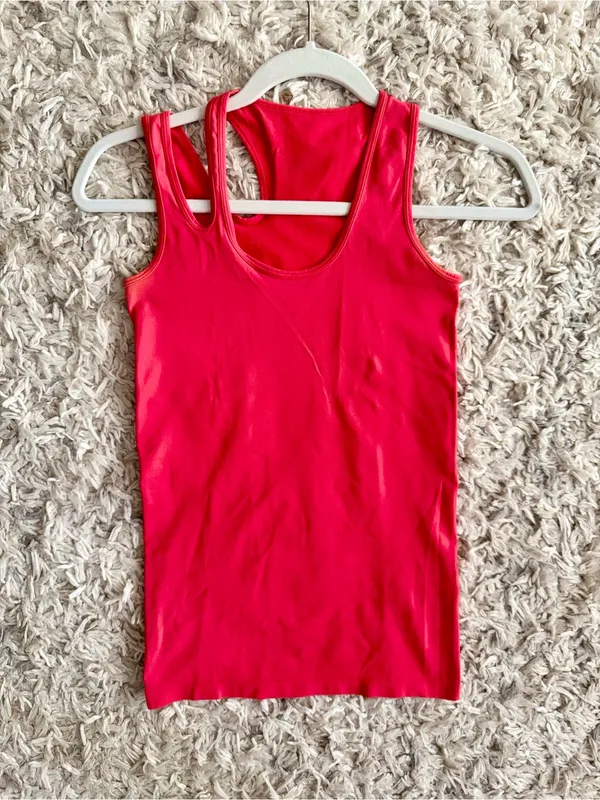 Helmut Lang Red Racerback Scoop Tank Top XS HLW28045 - Image 2