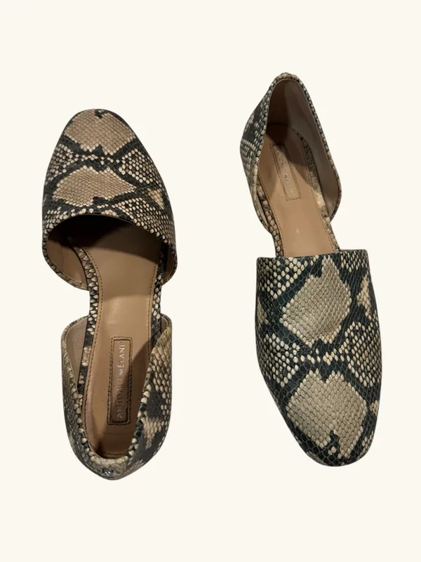 Antonio Melani Leather Snakeskin D'Orsay Flats 8M Python Printed Pointed Slip On - Image 6