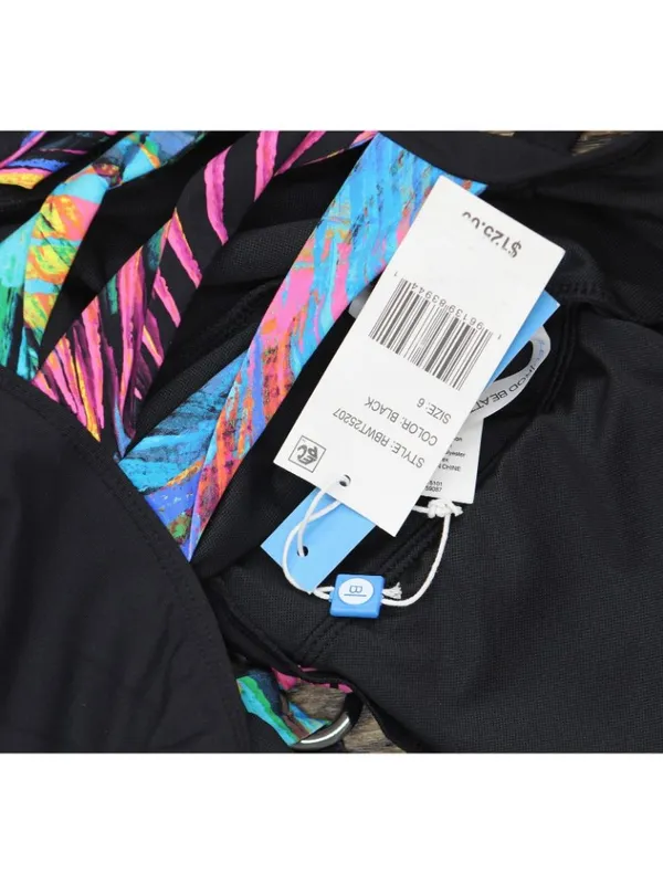 NWT Bleu Rod Beattie Thing Plunge Over-the-Shoulder One-Piece Swimsuit Black 6 - Image 5