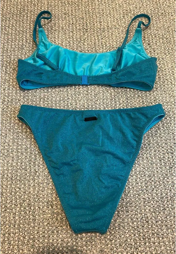 Triangl High waisted bright blue sparkly triangle bathing suit - Image 3