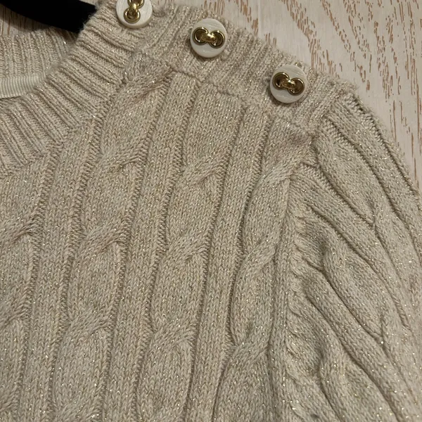 Charter Club Women’s Large Beige Cable Knit Sweater - Image 3