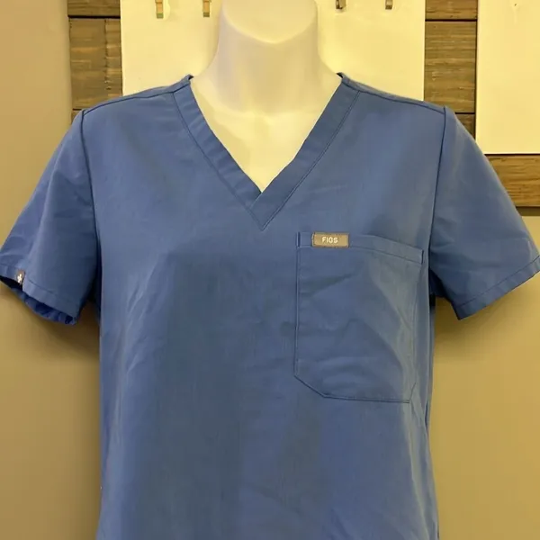 FIGS Technical Collection Blue Short Sleeve PO 2771 Medical Scrub Shirt-XS - Image 4