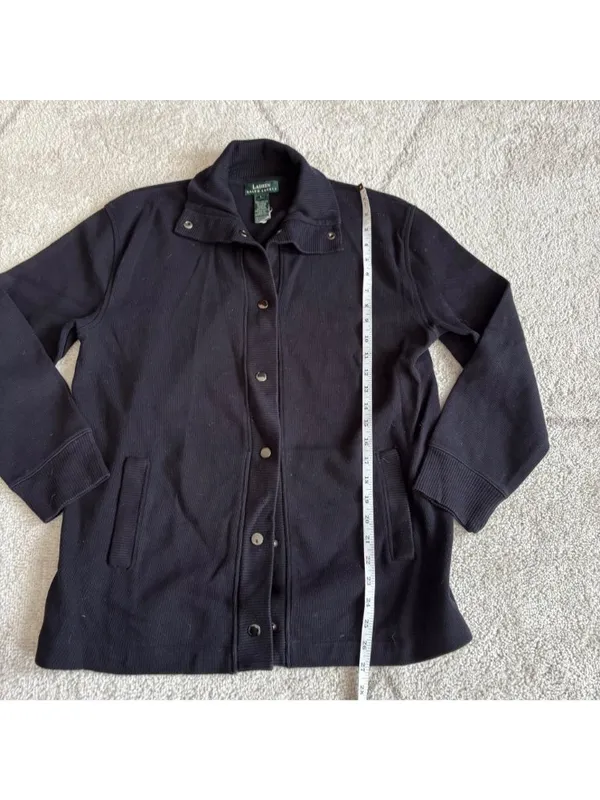 Ralph Lauren Black Cotton Snap Button Cardigan Jacket Casual Minimalist Sweater - Image 3