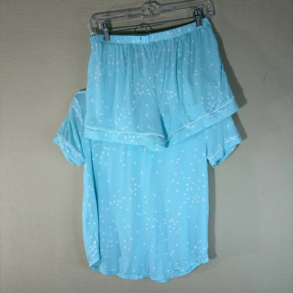 Kate Spade Womens MRS Bride Blue Polka Dot Pajamas Set Sz S Shirt &Short Comfy - Image 6