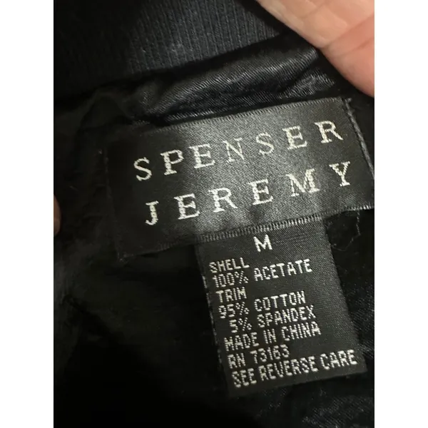 Spenser Jeremy Womens Black Crinkle Textured Full‎ Zip Bomber Jacket Medium - Image 6