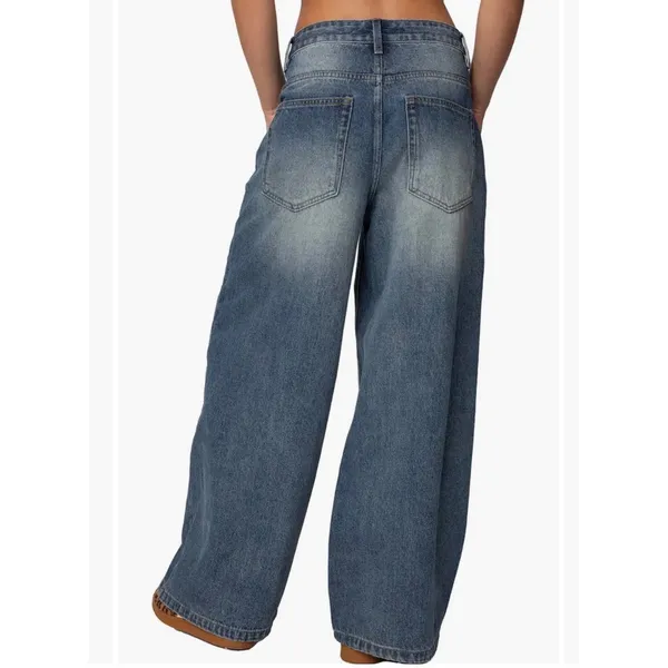 Edikted‎ Women Blue Wide Leg Jeans High Rise Baggy Denim Size S Medium Wash - Image 2