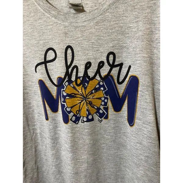 Gildan shirt Womens L Long Sleeve Grey Cheer mom - flawed - Image 5