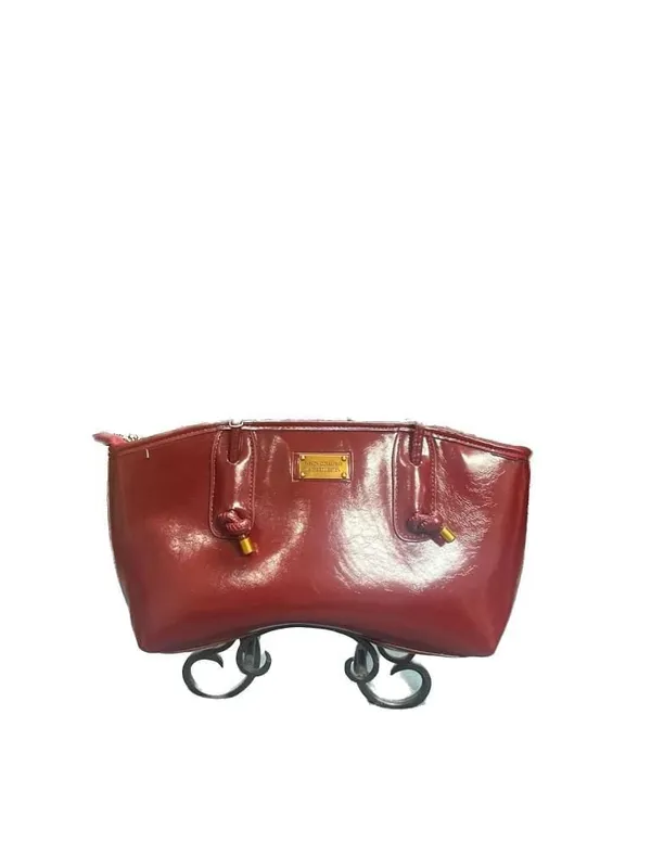 Vintage Style Red Patent Faux Leather Shoulder Bag with Knot Detail - Image 2