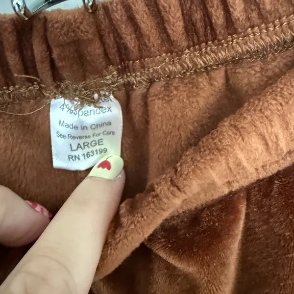 Soft Comfy Brown Velour Pants - Stretchy Waistband Size Large - Image 2