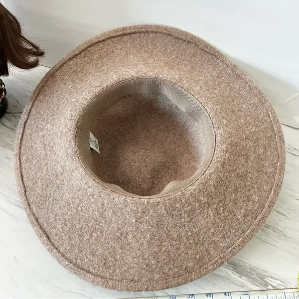 Something Special Floppy Wide Brim Wool Hat Brown Tan - Image 6