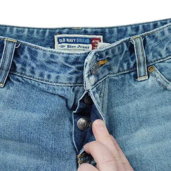 Old Navy Y2K 90s Ultra‎ Low Waist Patchwork Denim Shorts Blue Cotton Button Fly - Image 3