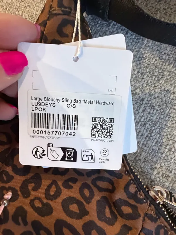 Lululemon Large Slouchy Sling Bag 13L Metal Hardware leopard print NWT - Image 13