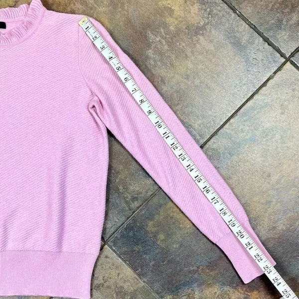 J. Crew Women’s Pink Ruffle Mock Turtleneck Sweater XS - Image 4