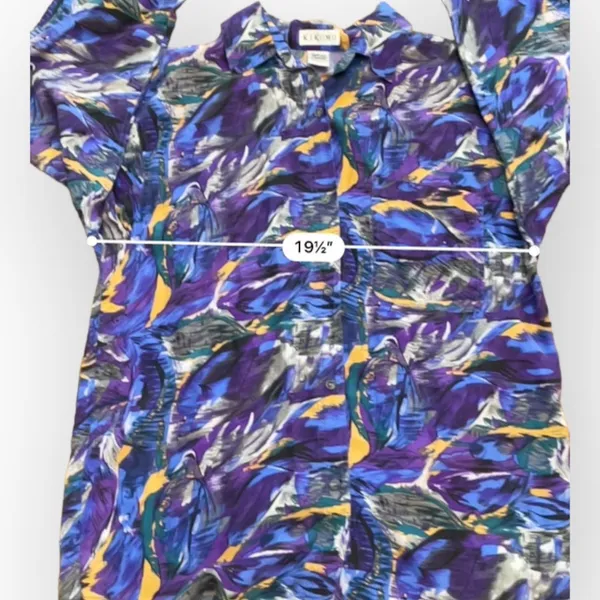 Kikomo Vintage Silk Hawaiian Tropical Print Button up Blouse‎ Size S - Image 5