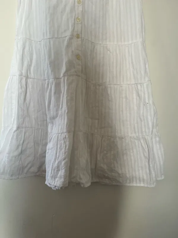 Loft White Tiered Mini Dress Small Coastal Beachy Boho Summer Vacation Cotton - Image 4