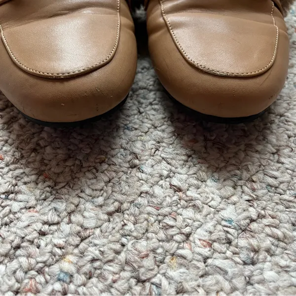 Women’s Faux Fur Brown Mules Backless Flat Loafers Size 9.5 slip on slipper shoe - Image 3