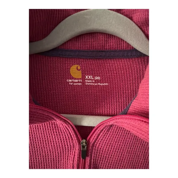 Carhartt Womens Pink Waffle Knit Quarter Zip Pullover, XXL - Image 6